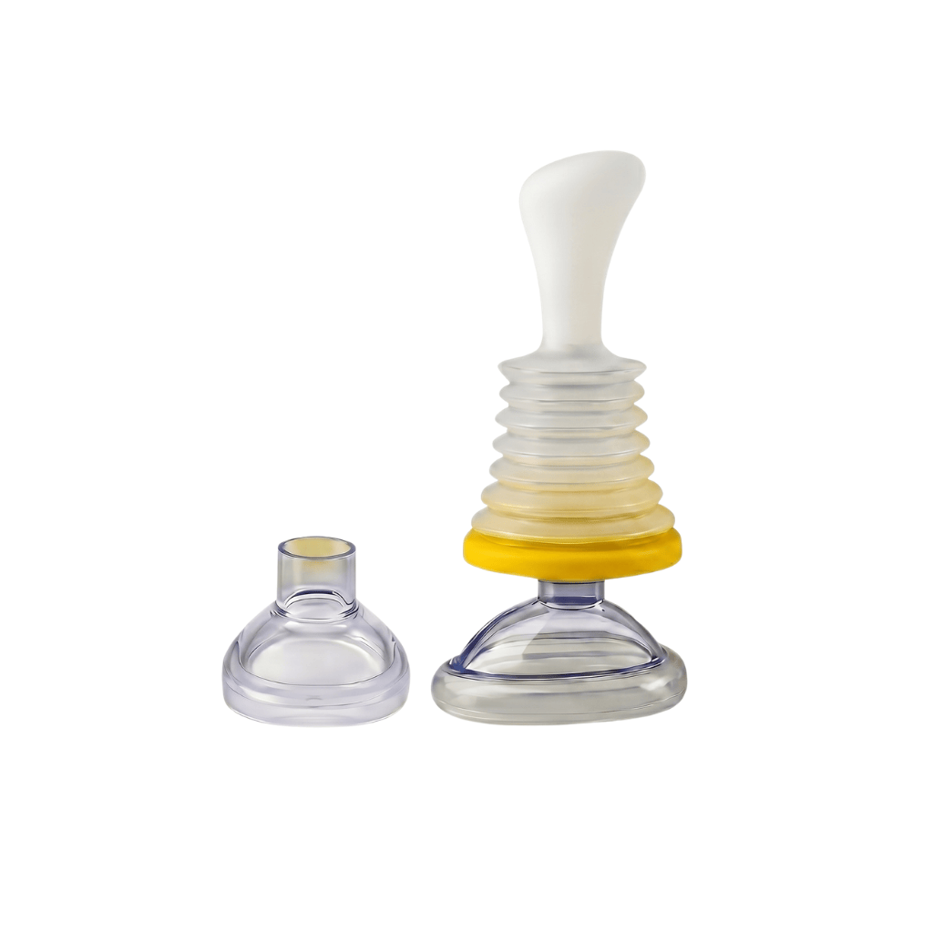 Ultra-Entlastungsbecher und der dazugehörige Saugnapf in transparentem Design
