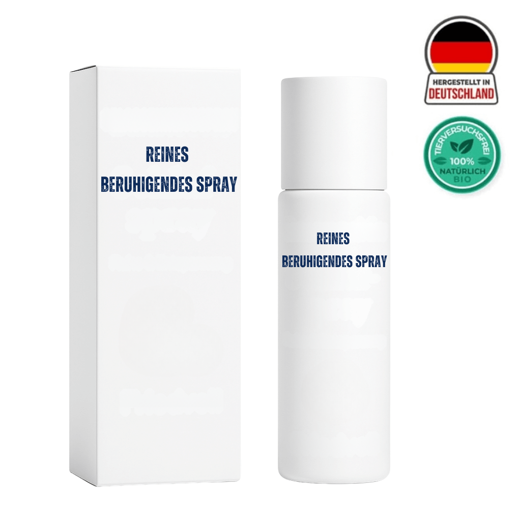 Reines beruhigendes Spray im weißen Flakon mit Box, fördert eine glatte und gepflegte Haut.