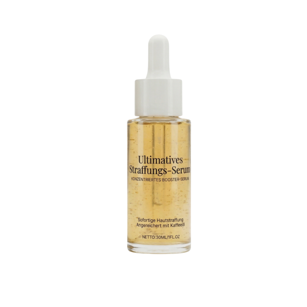 Ultimatives straffendes Serum in einem eleganten Fläschchen mit Pipette für glatte, strahlende Haut.