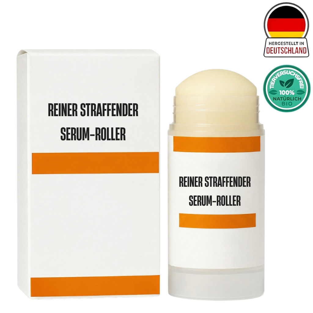 Reiner Straffender Serum-Roller in einer schlanken Verpackung, ideal für die tägliche Hautpflege.