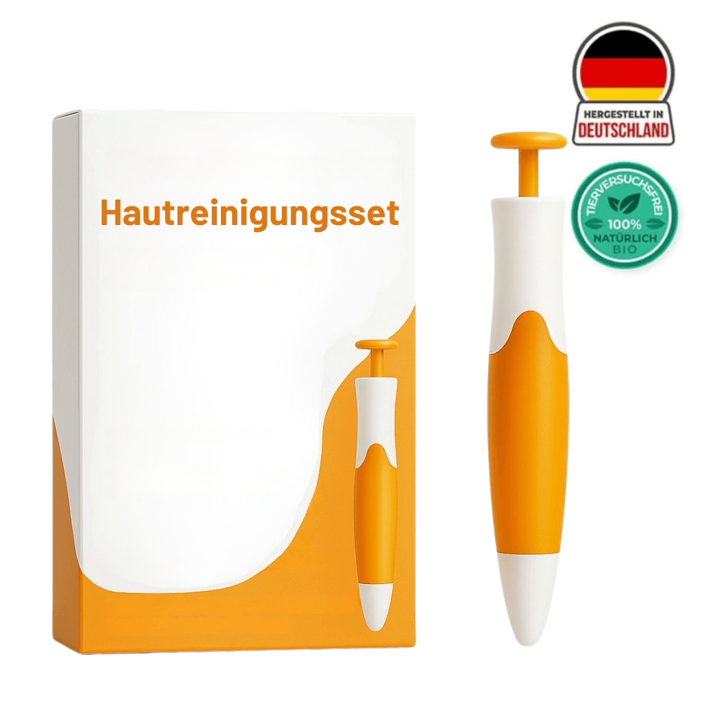 Hautreinigungsset in orange und weiß, ideal für sanfte Hautpflege und ein glatteres Hautbild.