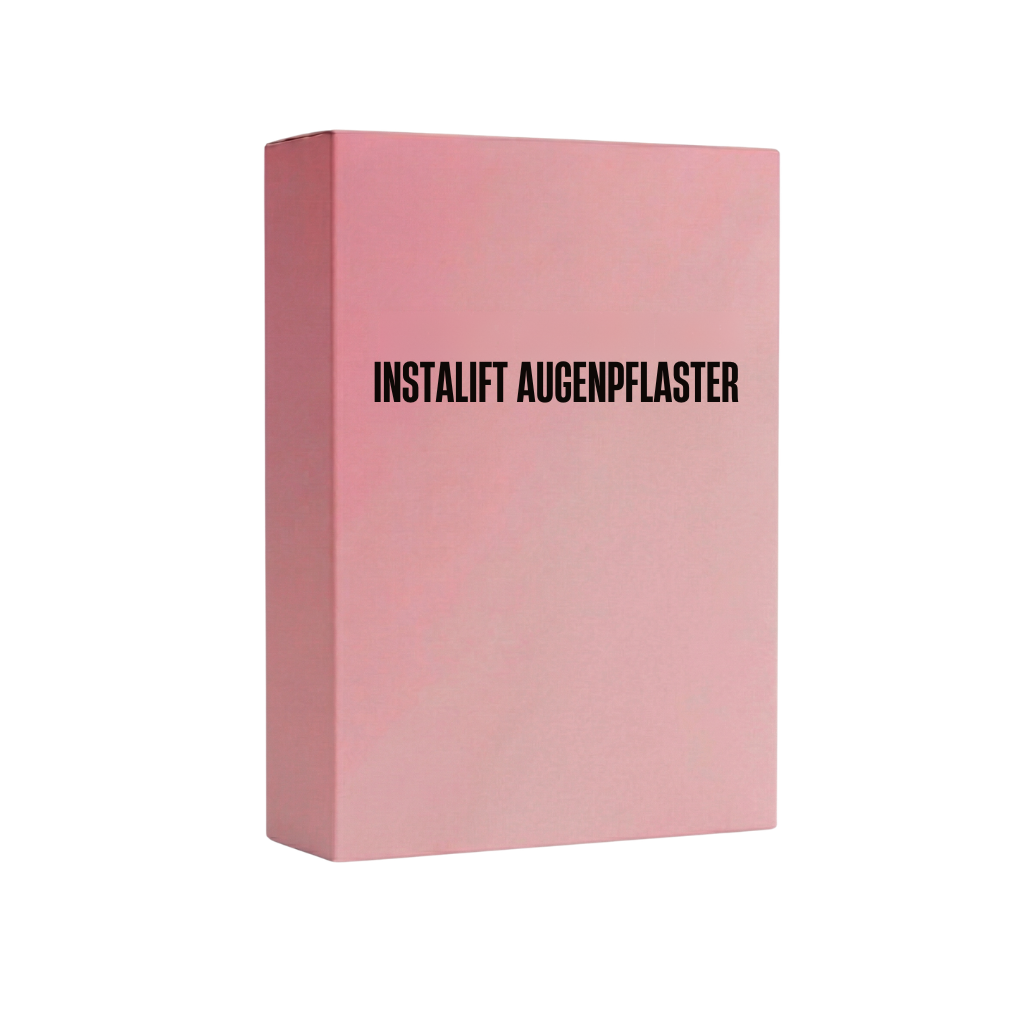 Verpackung von InstaLift Augenpflaster in sanftem Rosa für eine verbesserte Hautpflege.