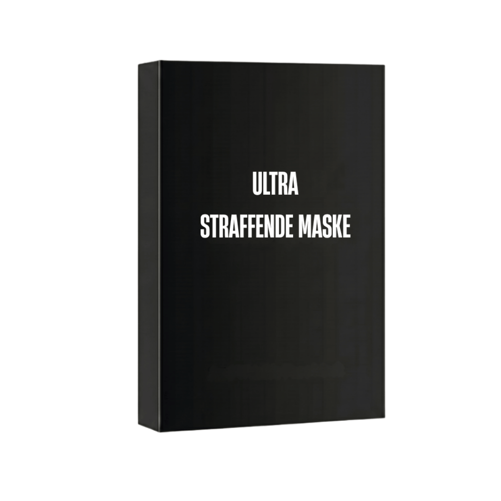 Ultimative straffende Maske Produktverpackung auf schwarzem Hintergrund