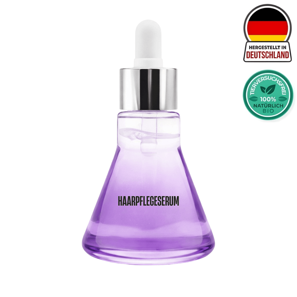 Haarpflegeserum in einer eleganten Flasche, entwickelt für glattes und glänzendes Haar.