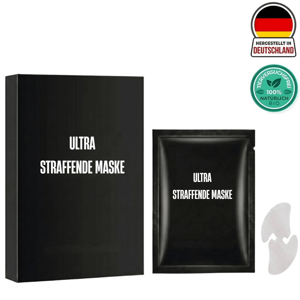 Verpackung der Ultra straffende Maske, designed für ein gepflegtes Hautbild mit natürlichen Inhaltsstoffen.