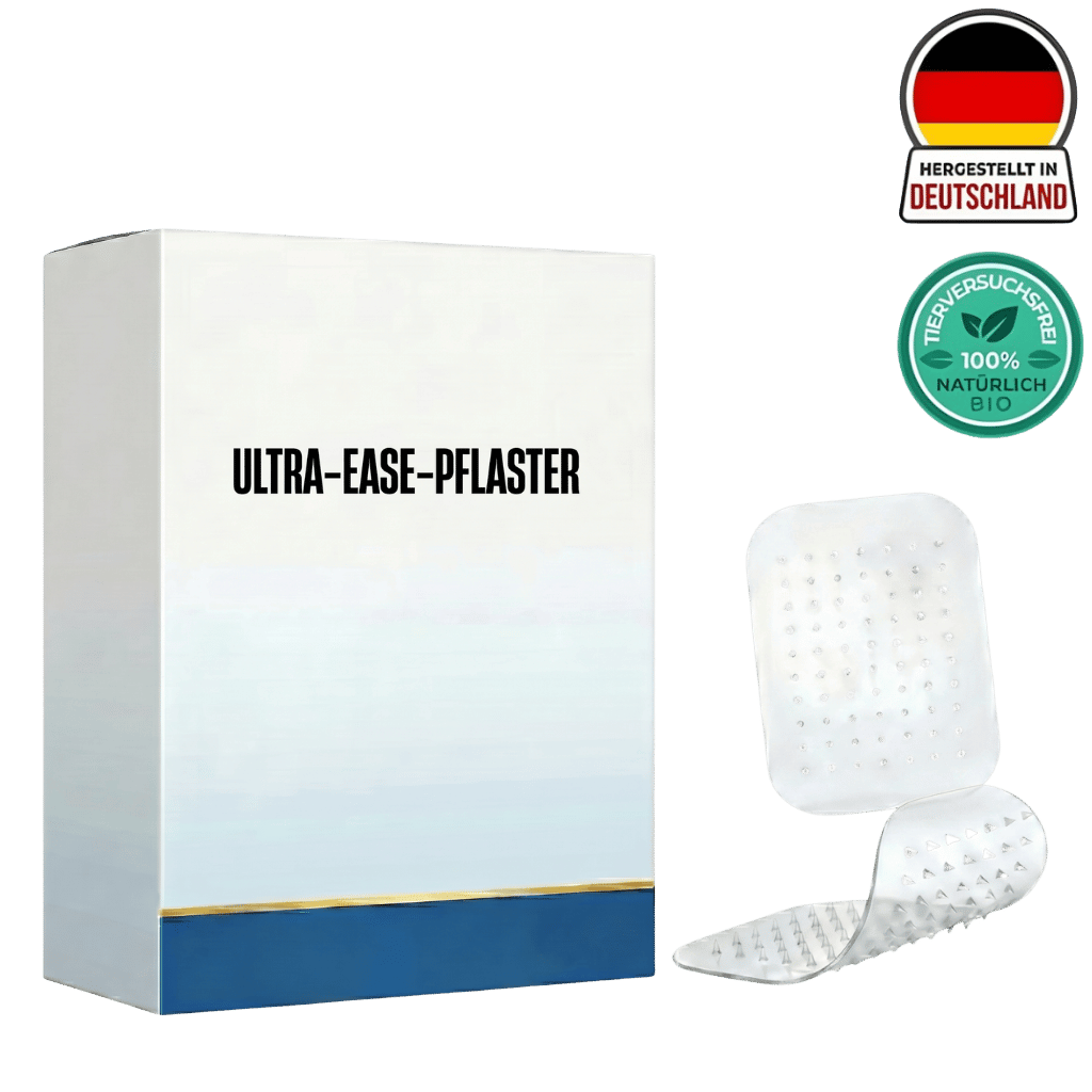 Verpackung und Anwendung des Ultra-Ease-Pflaster für die Hautpflege-Routine.