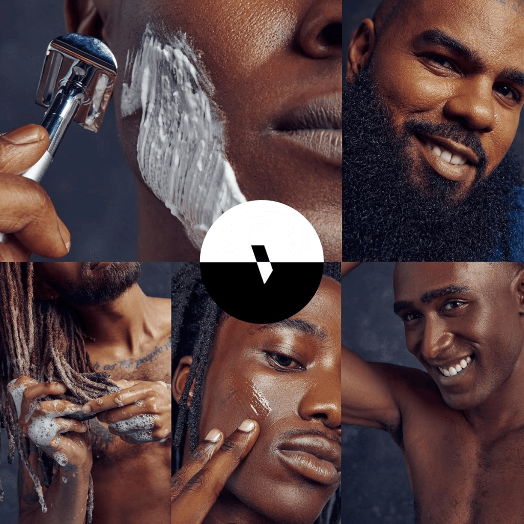 Glinterra Aloe‑Rasiergel Anwendung: Männer beim Rasieren und Pflegen ihrer Haut mit Aloe‑Vera.