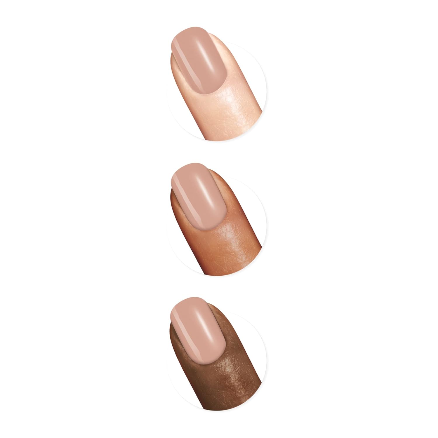 Drei verschiedene Hauttöne mit Glinterra Schnell‑Trocknender Nagellack in hochpigmentierten Farbnuancen.