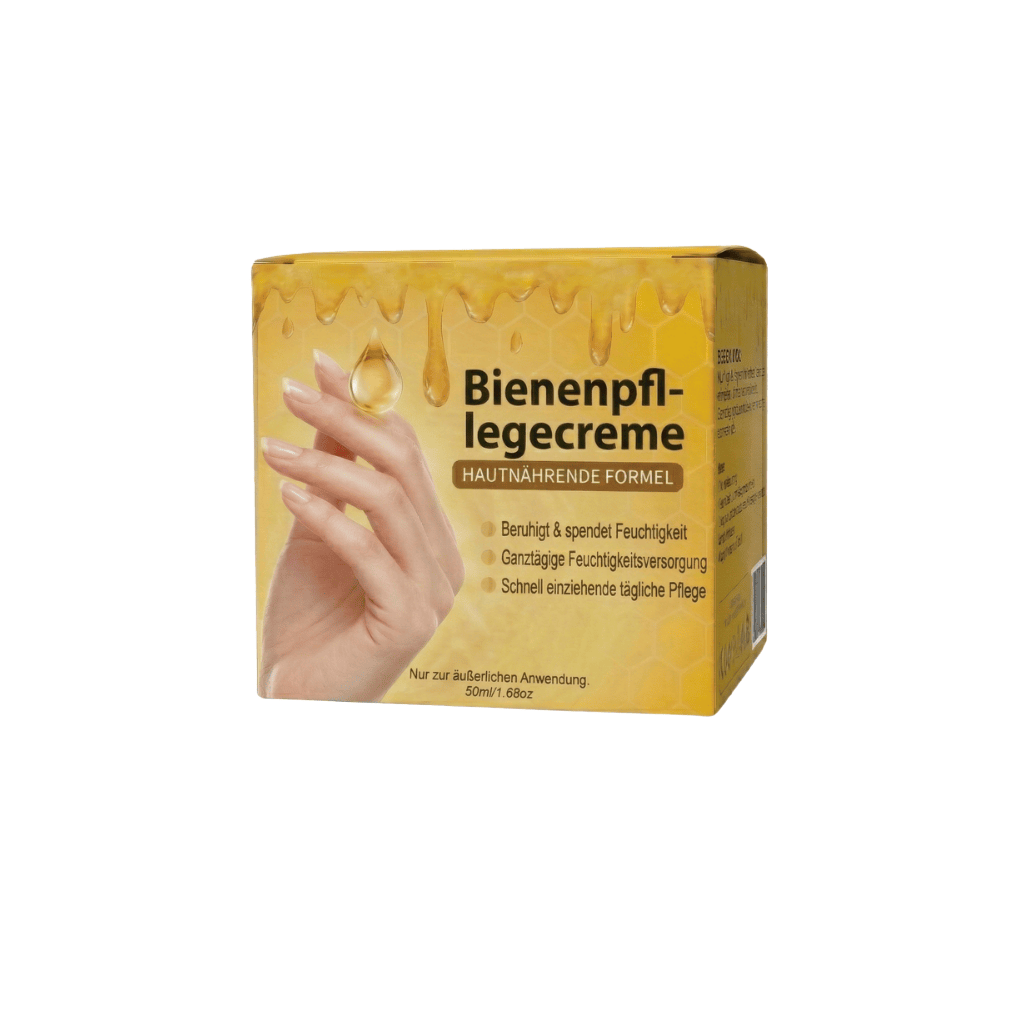 Luxuriöse Bienenpflegecreme in einer Verpackung mit Hautnährender Formel für tägliche Pflege.