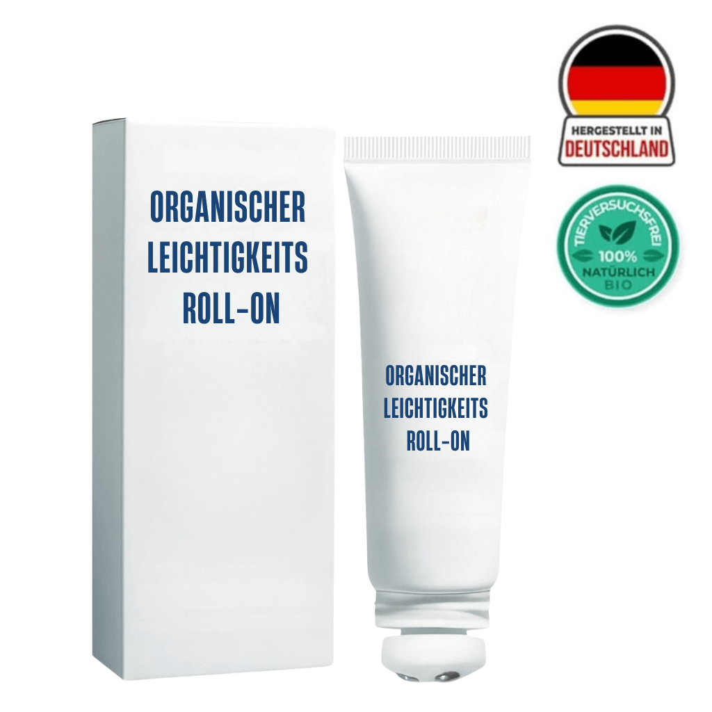 Organischer Leichtigkeits Roll-On Hautpflegeprodukt mit natürlicher Inhaltsstoffen in einer Tube.