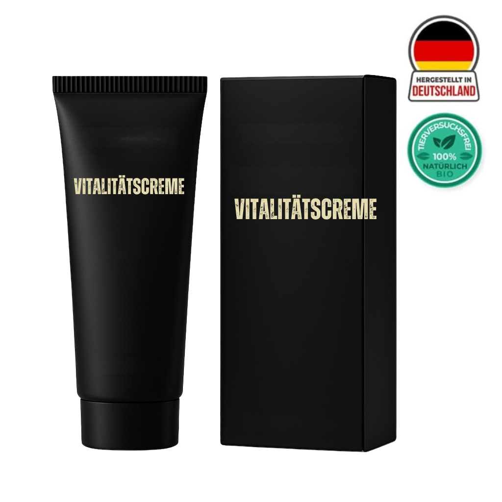 Vitalitätscreme in einer eleganten Tube und Verpackung, ideal für tägliche Hautpflege.