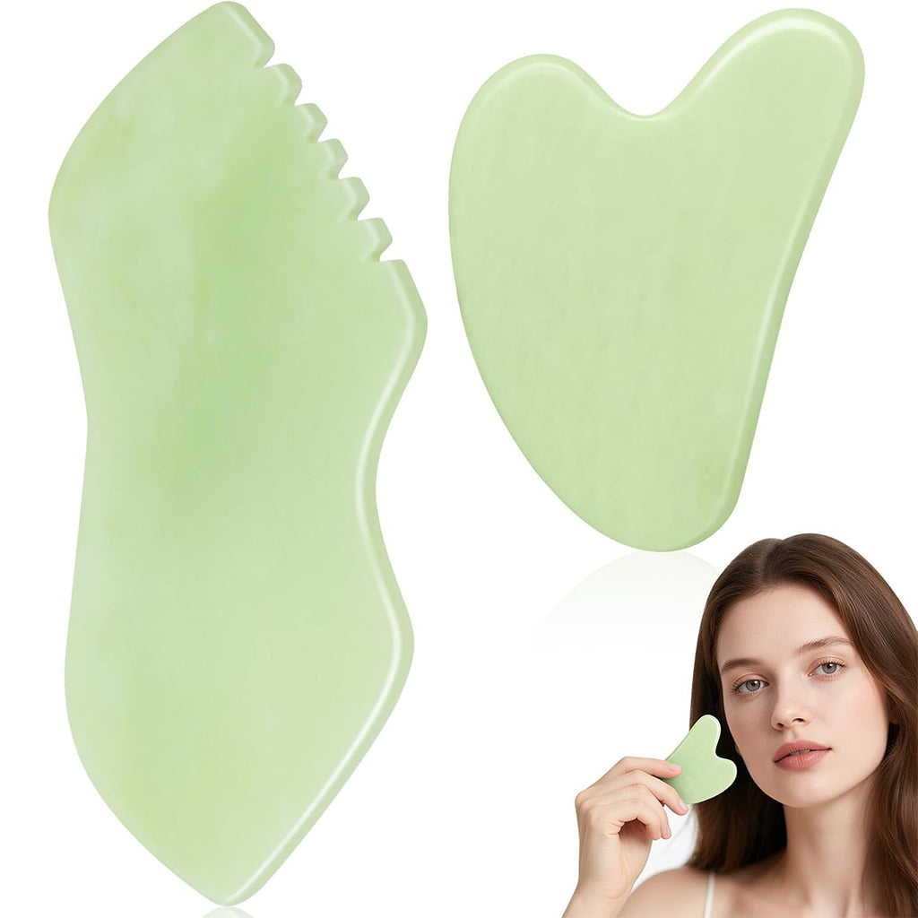 Glinterra – Elektrisches Lymphdrainage- und Massagegerät, grüne Gua Sha Massageplatten für Hautstraffung