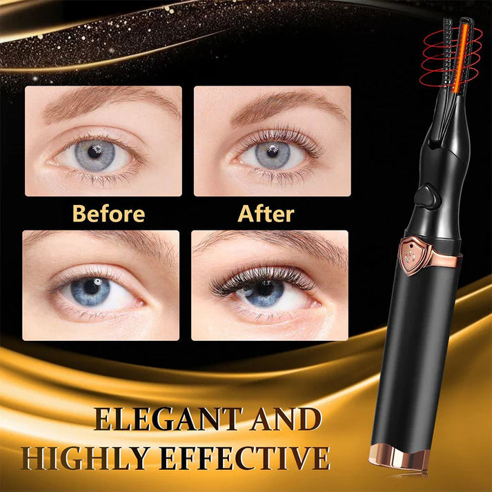 Glinterra – Automatischer Lockenstyler: Vorher-Nachher-Effekt der Wimpernpflege.